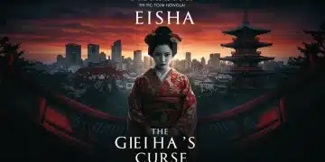 Stylized poster for 'The Geisha's Curse' highlighting cultural appropriation themes