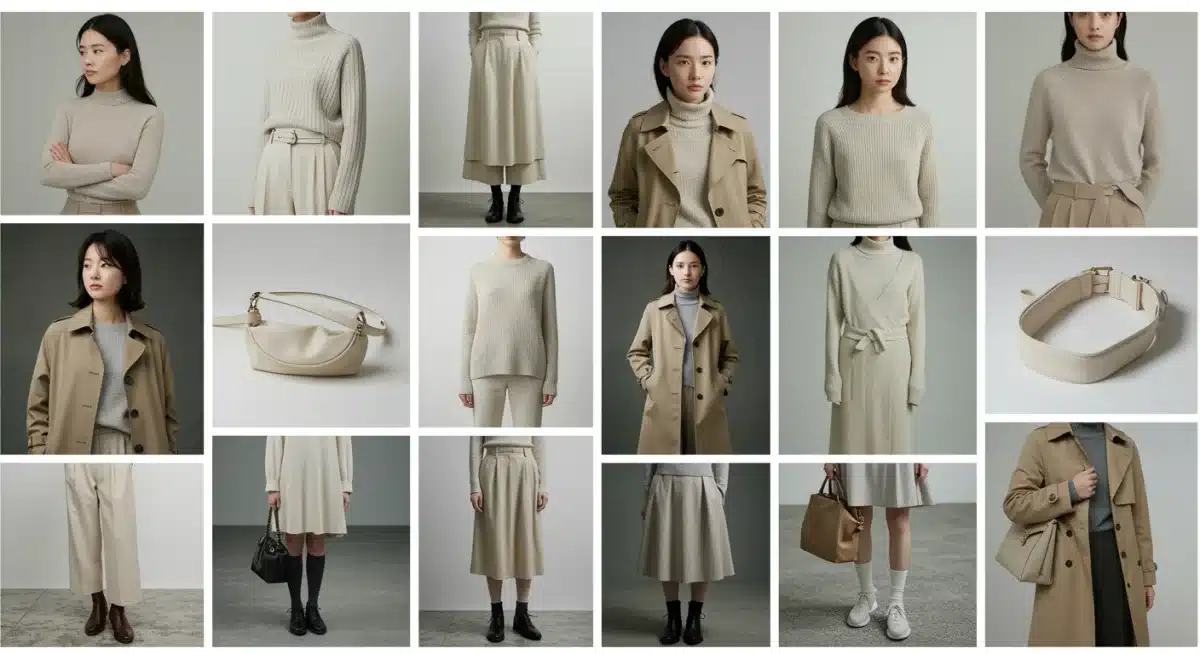 Minimalist K-Drama fashion style elements collage