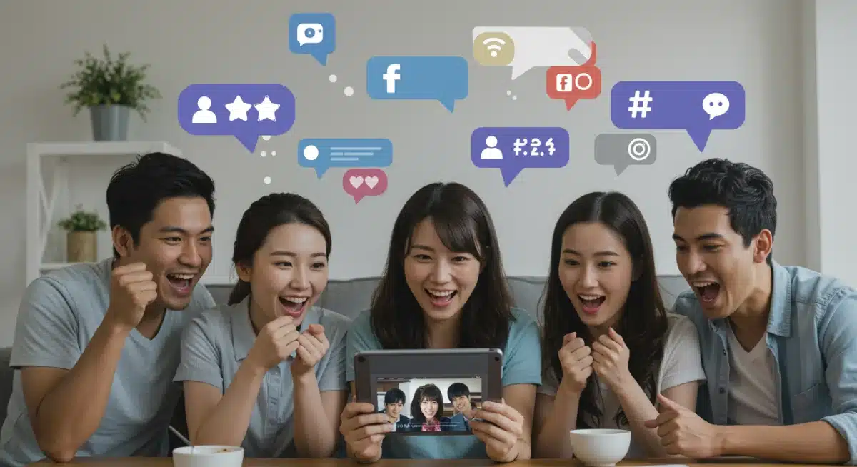 Fans watching Japanese dorama and discussing on social media