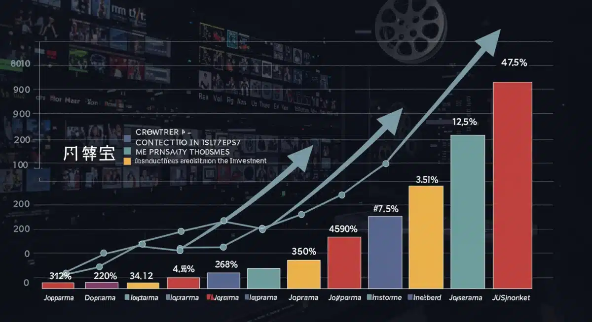 Infographic displaying growth trends in Japanese dorama investment and US market presence.