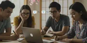 Students watching Japanese dorama for language learning in the US