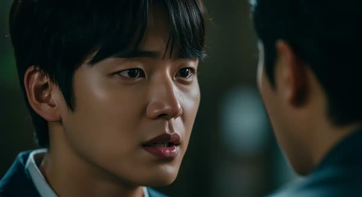 Close-up shot emphasizing emotion in Korean drama