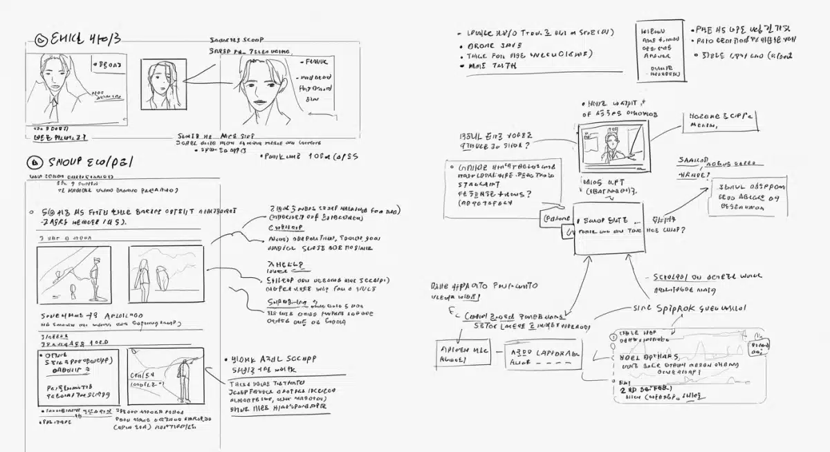 Detailed storyboard planning for a Korean drama episode