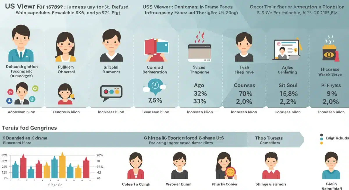 Infographic showing US K-drama viewer demographics and genre preferences.