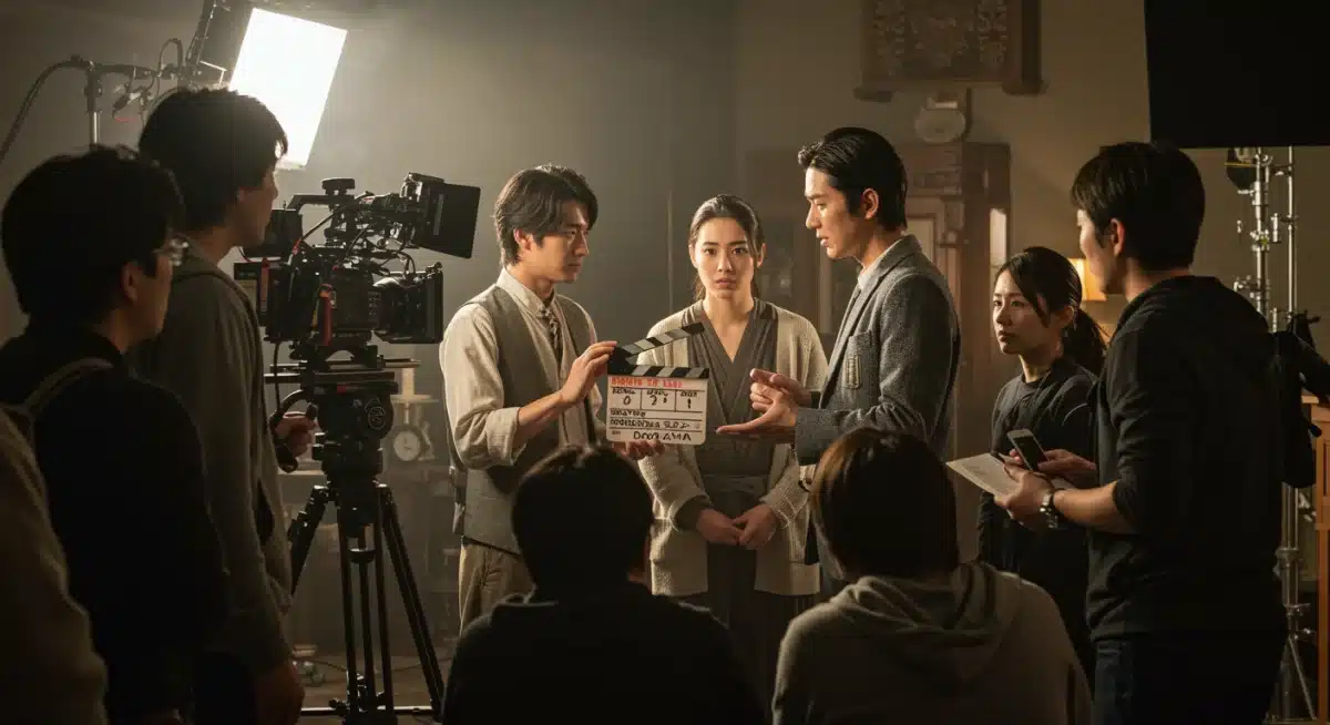 Behind-the-scenes production still from the Orange Days live-action dorama set.