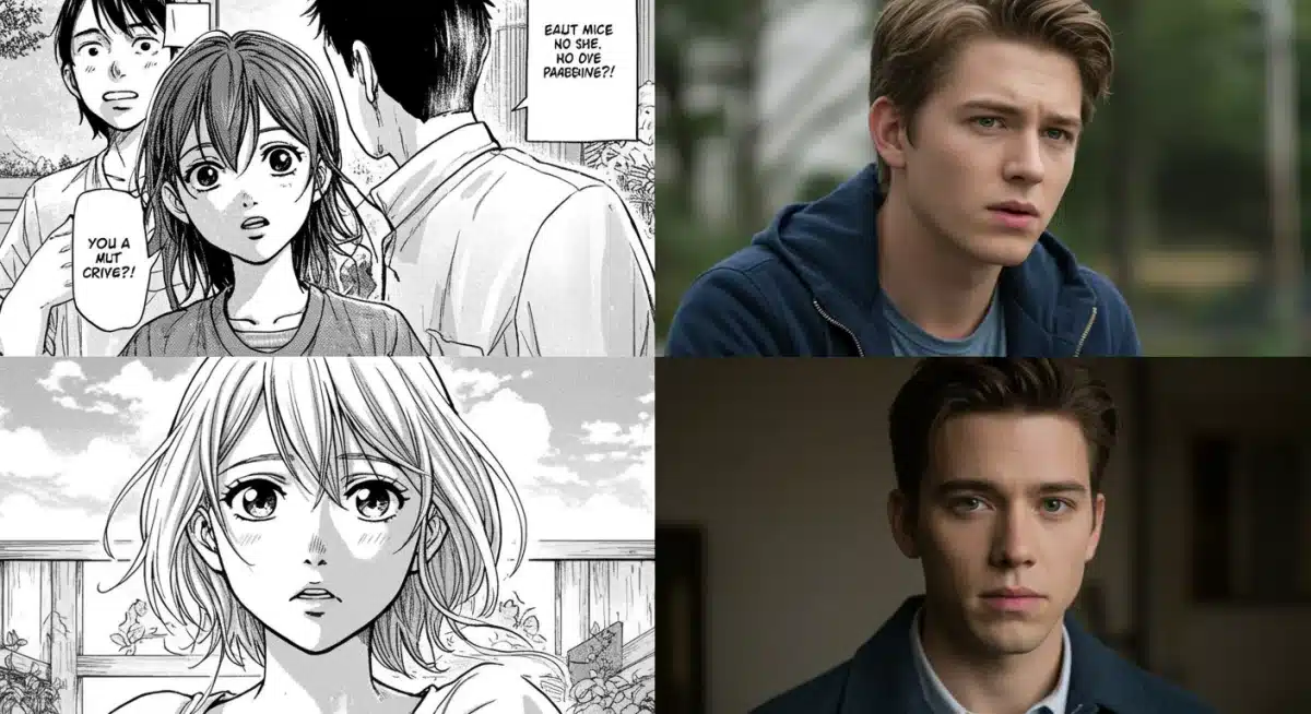 Comparison of Orange Days manga panels with potential live-action dorama cast members.