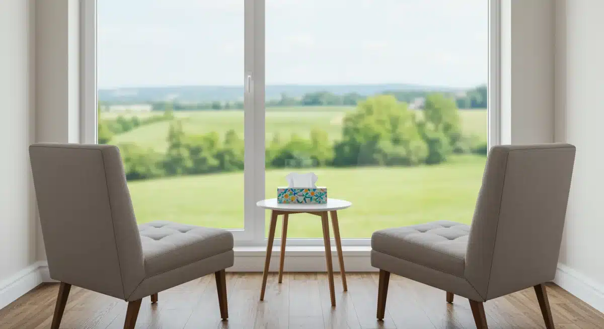 Therapy room setting, symbolizing mental health support in K-dramas