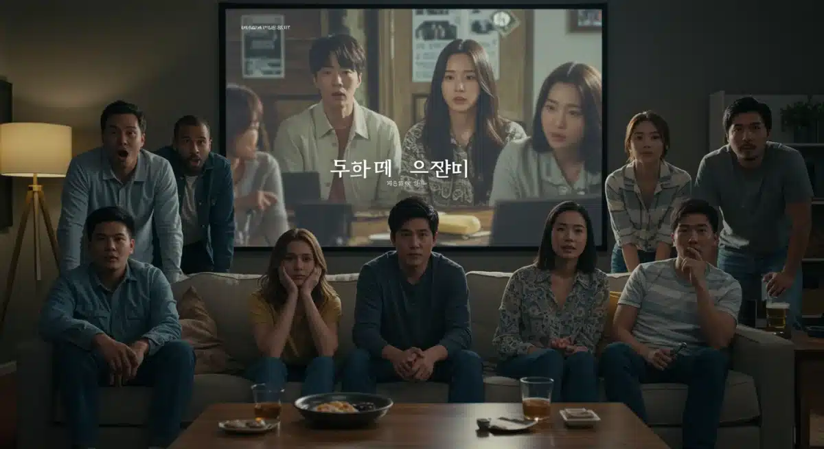 Diverse US viewers watching a Korean drama with subtitles.