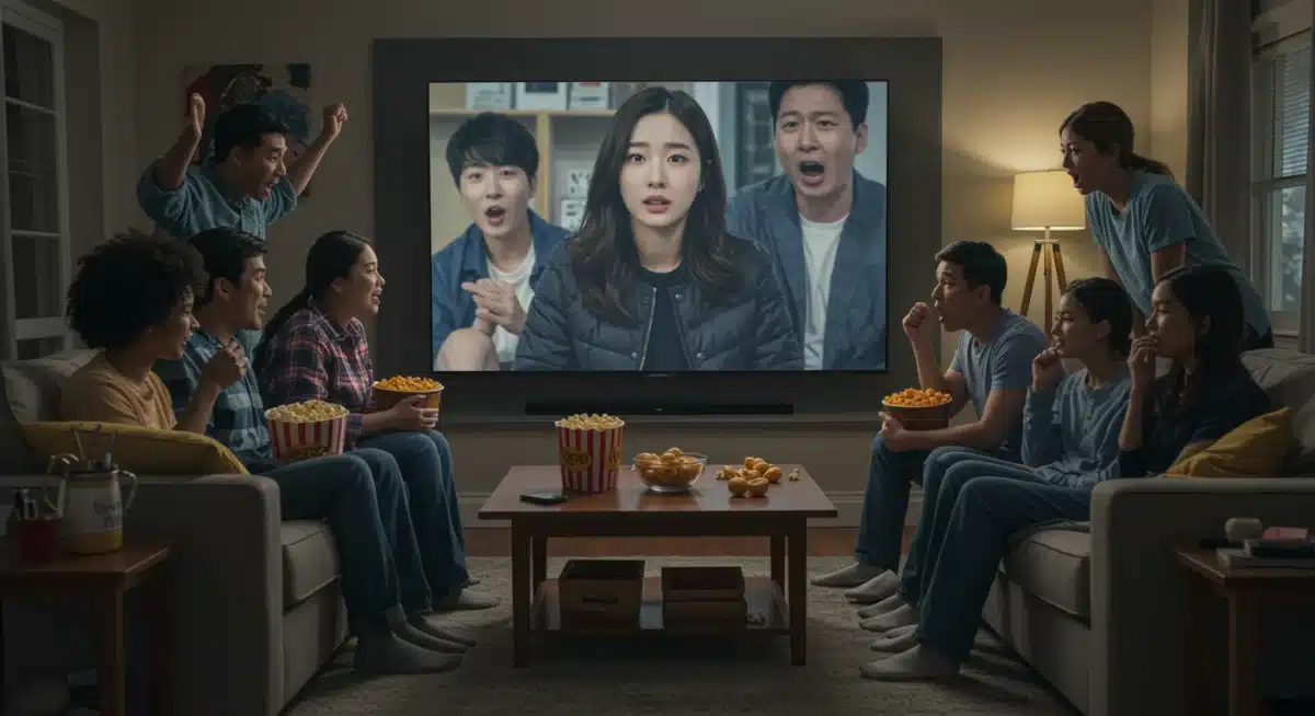 American audience watching Korean drama on television