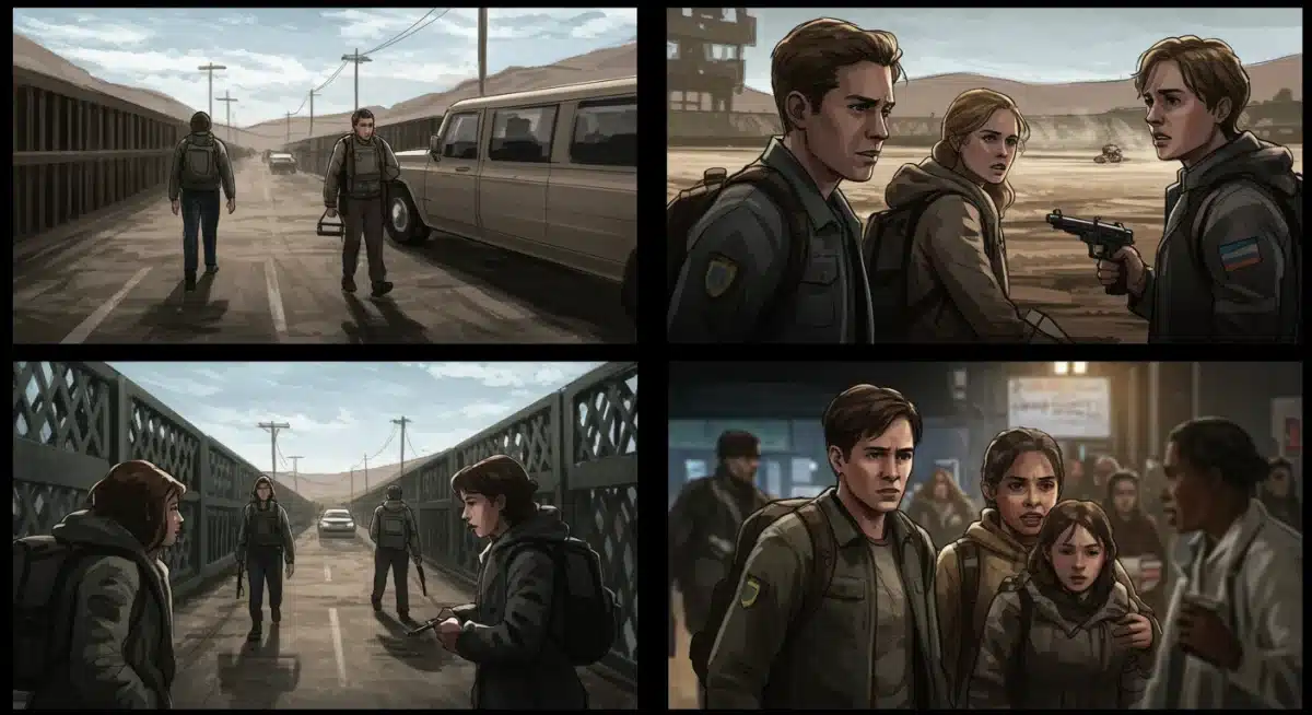 Concept art for a dramatic scene in the Crash Landing on You US remake.