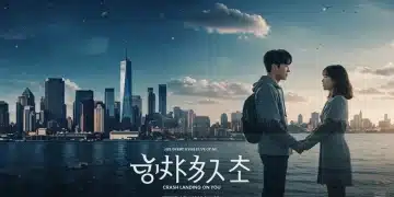 Promotional art for the Crash Landing on You US remake, blending American and Korean elements.