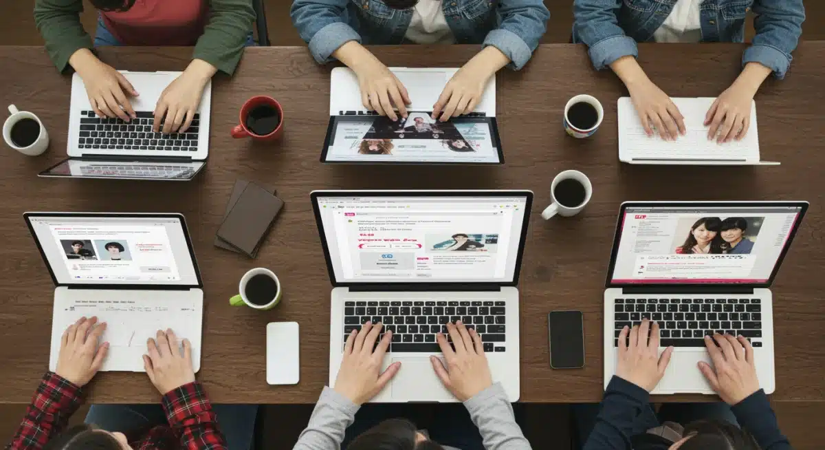 Digital community of US dorama fan club members interacting on social media and online forums.