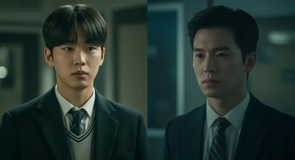 Split image of Park Seo-joon as Park Sae-ro-yi and a blurred silhouette of a rumored US actor.