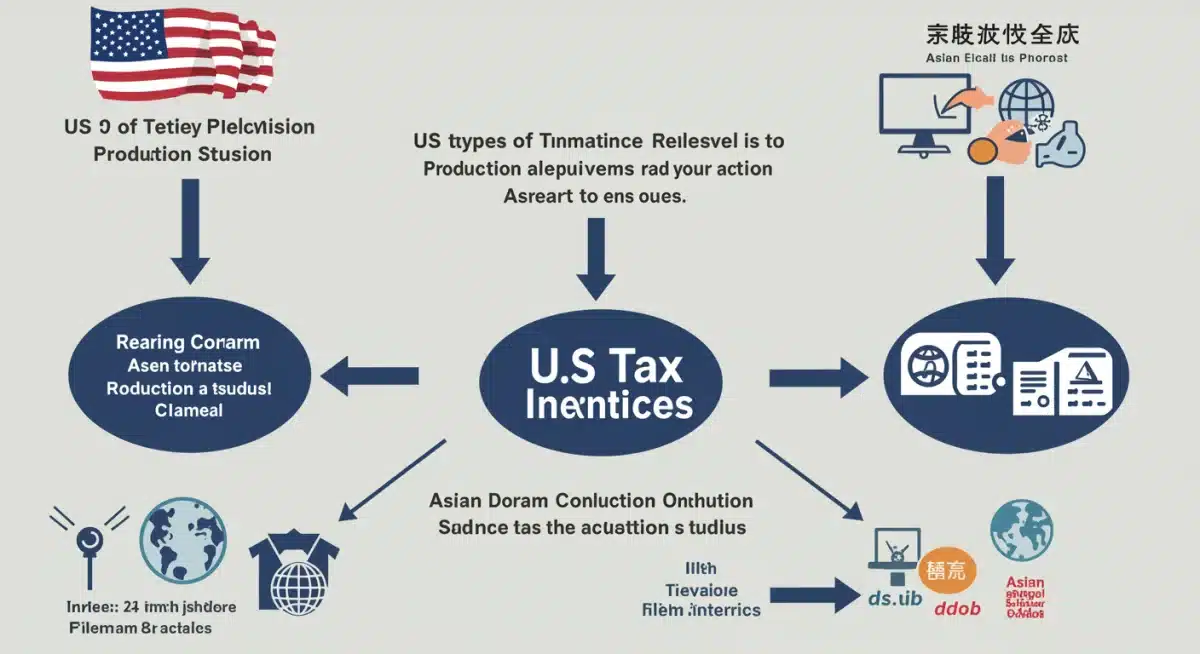 Diagram showing various US tax incentives impacting Asian dorama production and investment.