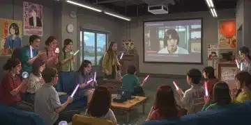 US Dorama Fan Club gathering watching and discussing a drama, illustrating community growth and streaming impact.